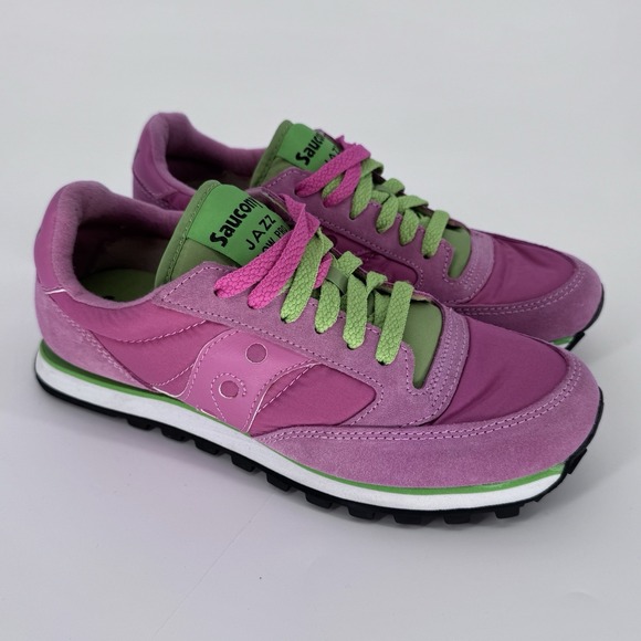 Saucony Shoes - Saucony Jazz Low Pro Womens Sneakers Purple Pink Green Retro Suede Size 8